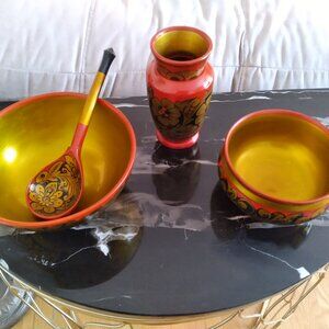 Elegant Vintage Handmade Set of Four Items for one price, Made in Ukraine